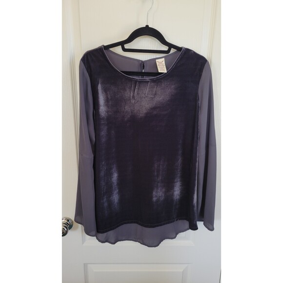Faded Glory Bell Sleeve Velour Style Blouse - Picture 1 of 3